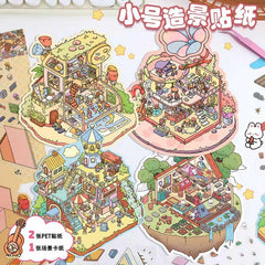Music Machine Shop DIY 3D Scene Stickers - 4 Cute Miniature Scenes intermediate