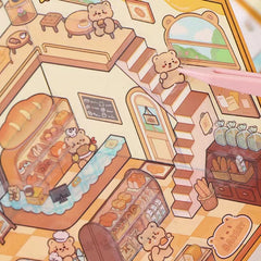 Cute Animals Shop DIY 3D Scene Stickers 4 Cute Miniature Scenes beginner