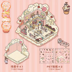Happy Party DIY 3D Scene Stickers 4 Cute Miniature Scenes intermediate