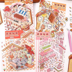 Furry Friends Tycoon DIY 3D Scene Stickers 4 Cute Miniature Scenes advanced