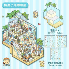 Playing Game DIY 3D Scene Stickers - 4 Cute Miniature Scenes high ranking
