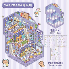 Playing Game DIY 3D Scene Stickers - 4 Cute Miniature Scenes high ranking