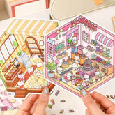 Fluffy Sweet Haven DIY 3D Scene Stickers 4 Cute Miniature Scenes advanced