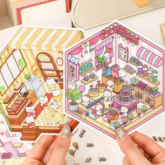 Fluffy Sweet Haven DIY 3D Scene Stickers 4 Cute Miniature Scenes advanced