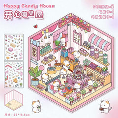 Fluffy Sweet Haven DIY 3D Scene Stickers 4 Cute Miniature Scenes advanced