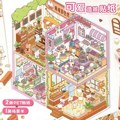 Fluffy Sweet Haven DIY 3D Scene Stickers 4 Cute Miniature Scenes advanced