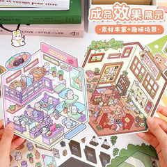 Furry Friends’ Town DIY 3D Scene Stickers Lovely Miniature Scenes beginner