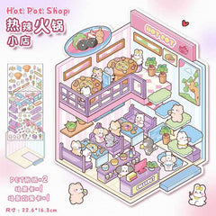 Furry Friends’ Town DIY 3D Scene Stickers Lovely Miniature Scenes beginner