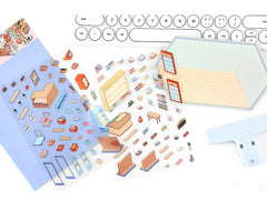 Corner Series: Sweet, Sip, Stay & Shop DIY 3D Scene Stickers 4 Lovely Miniature Scenes-Cafe Bakery Sweetness Supermarket Bedroom intermediate