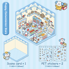 Cute Animals Shop DIY 3D Scene Stickers 4 Cute Miniature Scenes beginner