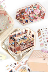 Corner Series: Sweet, Sip, Stay & Shop DIY 3D Scene Stickers 4 Lovely Miniature Scenes-Cafe Bakery Sweetness Supermarket Bedroom intermediate