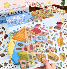 Cute 3D scene collage landscape sticker hand account sticker DIY high ranking