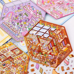 Cozy Critter Shops DIY 3D Sticker Collection 4 Cute Miniature Scenes advanced