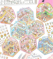 Popular Venues DIY 3D Sticker Collection - 8 Cute Miniature Scenes advanced