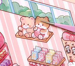 Fresh Bakes & Quick Stops DIY 3D Scene Stickers 2 Lovely Miniature Scenes-Bear Bakery convience store candy sweet beginner