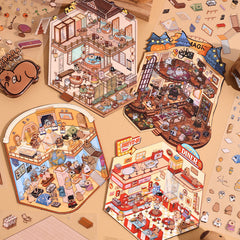 Capybara World DIY 3D Scene Stickers 4 Cute Miniature Scenes