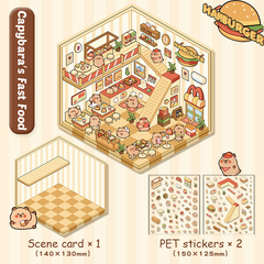 Cute Animals Shop DIY 3D Scene Stickers 4 Cute Miniature Scenes beginner