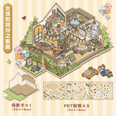 Cute 3D scene collage landscape sticker hand account sticker DIY difficulty