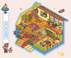 Cute 3D scene collage landscape sticker hand account sticker DIY difficulty intermediate