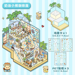 Cute 3D scene collage landscape sticker hand account sticker DIY high ranking