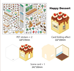 Fun Dessert House DIY 3D Scene Stickers - 3 Cute Miniature Scenes-Cake Bakery intermediate