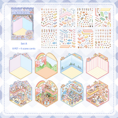 Popular Venues DIY 3D Sticker Collection - 8 Cute Miniature Scenes advanced