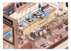 Corner Series: Sweet, Sip, Stay & Shop DIY 3D Scene Stickers 4 Lovely Miniature Scenes-Cafe Bakery Sweetness Supermarket Bedroom intermediate