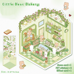 Fresh Bakes & Quick Stops DIY 3D Scene Stickers 2 Lovely Miniature Scenes-Bear Bakery convience store candy sweet beginner