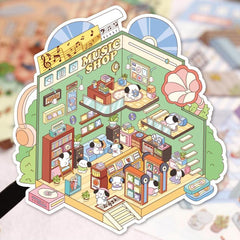 Landscaping indoor DIY 3D Sticker Collection 2 Cute Miniature Scenes- Bedroom Music advanced