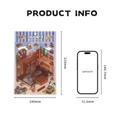 Open Today DIY 3D Scene Stickers 2 Lovely Miniature Scenes-Library Bookshop Bakery advanced