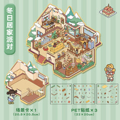 Cute 3D scene collage landscape sticker hand account sticker DIY high ranking