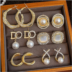 Fairy pearl earrings retro fashion high-end stud earrings temperament earrings