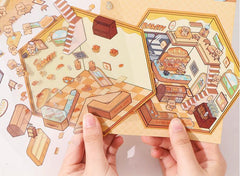 Cute Animals Shop DIY 3D Scene Stickers 4 Cute Miniature Scenes beginner