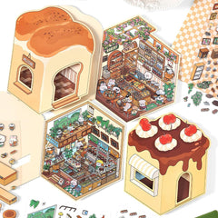 Fun Dessert House DIY 3D Scene Stickers - 3 Cute Miniature Scenes-Cake Bakery intermediate