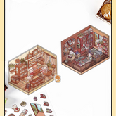 Open Today DIY 3D Scene Stickers 2 Lovely Miniature Scenes-Library Bookshop Bakery advanced