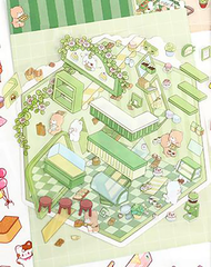 Fresh Bakes & Quick Stops DIY 3D Scene Stickers 2 Lovely Miniature Scenes-Bear Bakery convience store candy sweet beginner