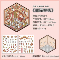 Panda House DIY 3D Scene Stickers - 4 Cute Miniature Scenes beginner