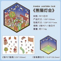 Panda House DIY 3D Scene Stickers - 4 Cute Miniature Scenes beginner