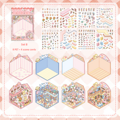 Popular Venues DIY 3D Sticker Collection - 8 Cute Miniature Scenes advanced