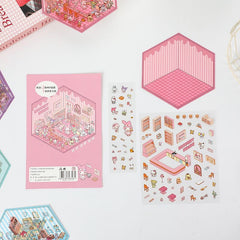 Sanrios Party DIY 3D Scene Stickers 4 Cute Miniature Scenes beginner