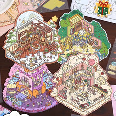 Happy Party DIY 3D Scene Stickers 4 Cute Miniature Scenes intermediate