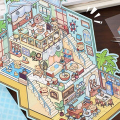 Playing Game DIY 3D Scene Stickers - 4 Cute Miniature Scenes high ranking