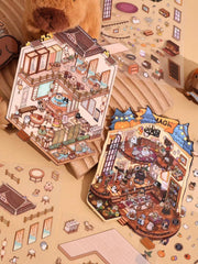 Capybara World DIY 3D Scene Stickers 4 Cute Miniature Scenes