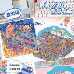 Starry Night Market DIY 3D Scene Stickers - 2 Cute Miniature Scenes difficulty