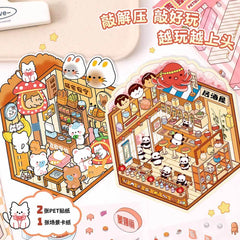 Furry Friends Tycoon DIY 3D Scene Stickers 4 Cute Miniature Scenes advanced