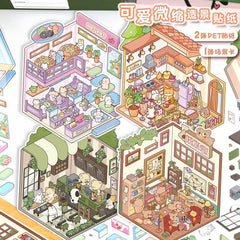 Furry Friends’ Town DIY 3D Scene Stickers Lovely Miniature Scenes beginner