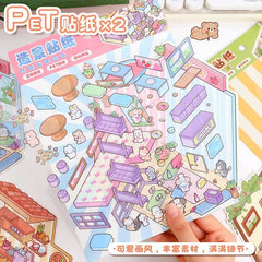 Furry Friends’ Town DIY 3D Scene Stickers Lovely Miniature Scenes beginner