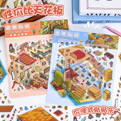 Cute 3D scene collage landscape sticker hand account sticker DIY difficulty intermediate
