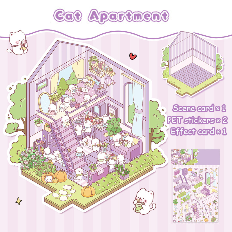 Critter Shop DIY 3D Scene Stickers 4 Cute Miniature Scenes advanced