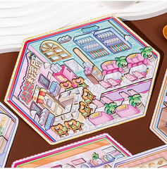 Sim Game Hut DIY 3D Scene Stickers 2 Lovely Miniature Scenes intermediate